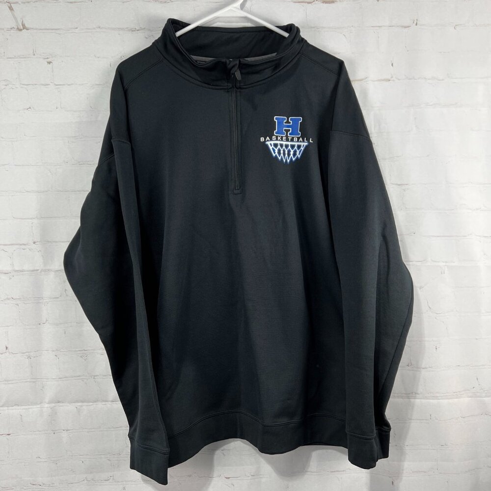 Gildan Mens Sweatshirt 1/4 Zip Black Basketball Logo
